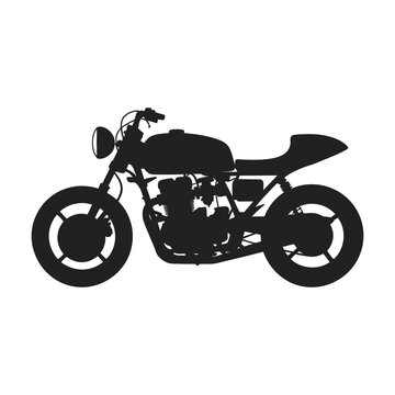 Motorcycle cafe racer silhouette vector illustration isolated on white background.
