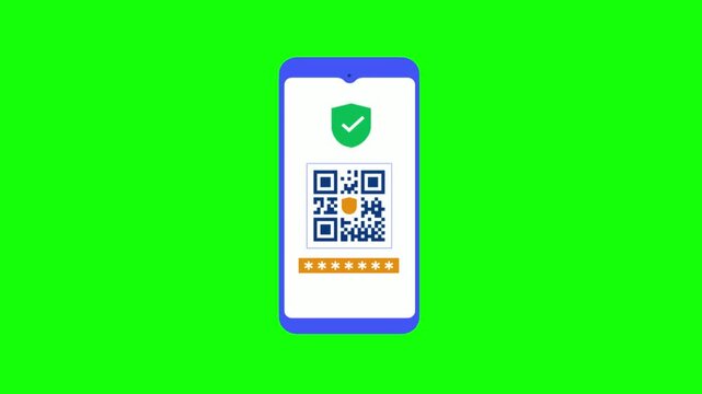 Mobile Phone Displaying Digital Health Pass with QR Code Cinematic Motion on Green Screen Background Technology Interface Animation