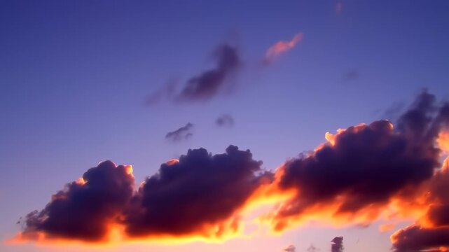 Vibrant sunset clouds ablaze in the sky