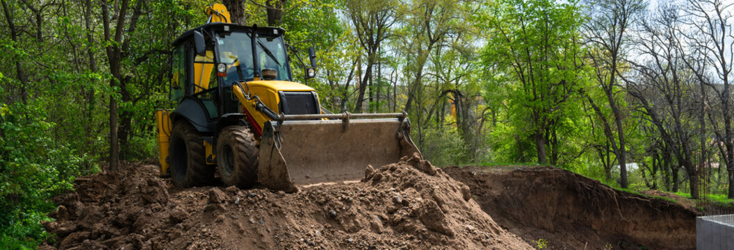 Construction site during preparation work phase