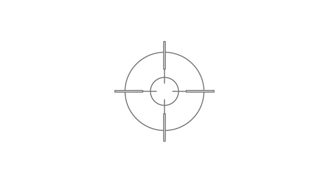 Precise crosshairs aiming target reticle icon isolated on a crisp white background, representing focus and accuracy.