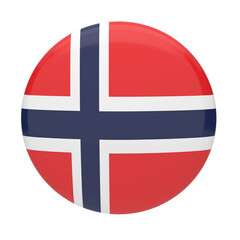 Obraz premium Norway flag button icon with blue nordic cross and red field on white background