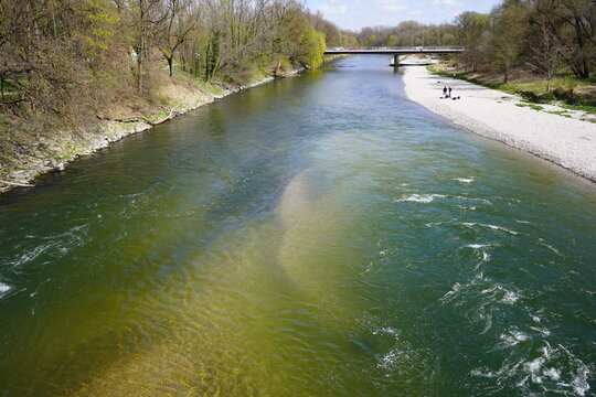 The Isar River in Freising - Bavaria, Germany.