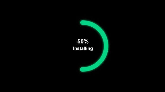 A green loading bar on a Transparent  background indicating 25 percent installation progress