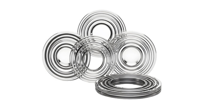 Stack of Shiny Metal Rings in Circular Arrangement