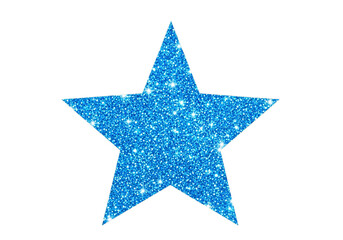 Obraz premium A blue star with glitter on a white background isolated on transparent background