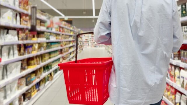 Choosing food from shelf at the supermarket,vegetables in the grocery section, Grocery stores 