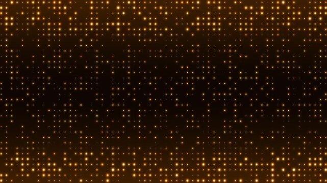 light wall golden shiny and glittering pattern border frame on dark background animation, abstract luxury christmas and new year, event and concert wall motion background