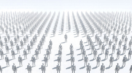 Obraz premium Robot standing out from crowd of identical mannequins