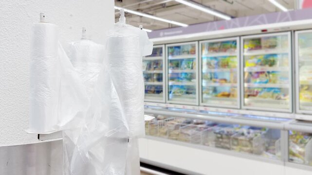 choosing a dairy products at the supermarket.