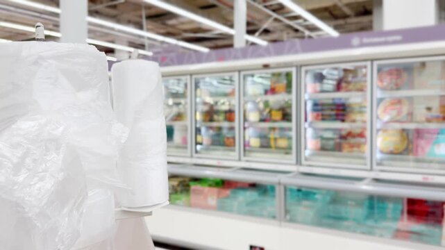 choosing a dairy products at the supermarket.