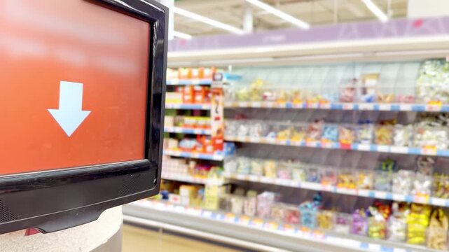 choosing a dairy products at the supermarket.