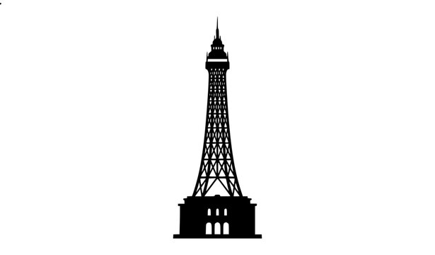 Blackpool Tower silhouette front view vector landmark illustration minimal flat design