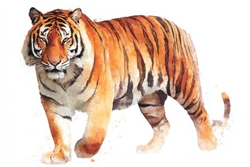 Obraz premium Striking watercolor tiger illustration isolated on white background