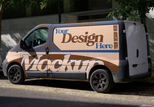 Delivery Van Parked on City Street