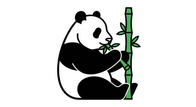 A panda eating bamboo shoots peacefully.