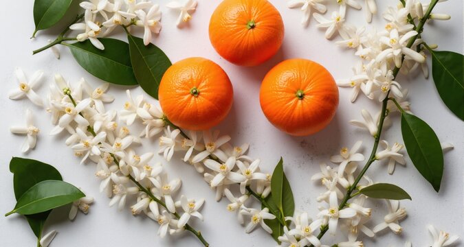 orange blossoms flatlay

