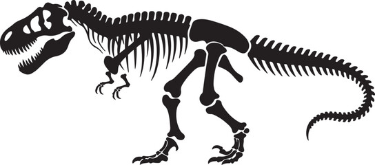 T rex dinosaur skeleton negative space silhouette vector illustration with out background © MstMoushumi