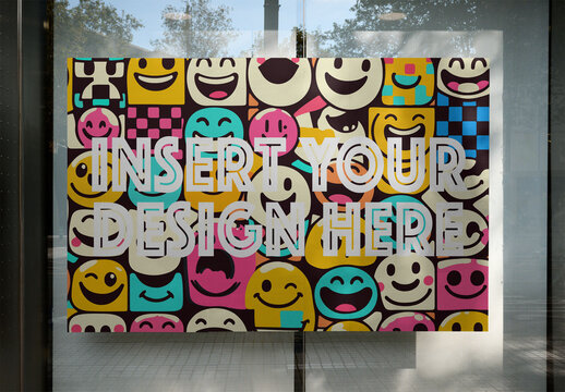 Horizontal poster on window storefront
