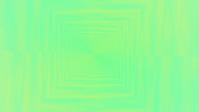 Abstract tunnel illusion video clip animation in light green; concentric squares receding into distance; repeating hypnotic pattern for motion graphics
