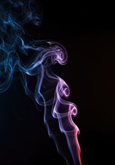 Obraz premium Abstract smoke movement forming ethereal shapes against a dark background. Dynamic, flowing vapor creating texture and mystery, digital, contrast, vapor