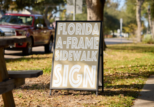 Mockup A-frameSign in Florida on a Sidewalk