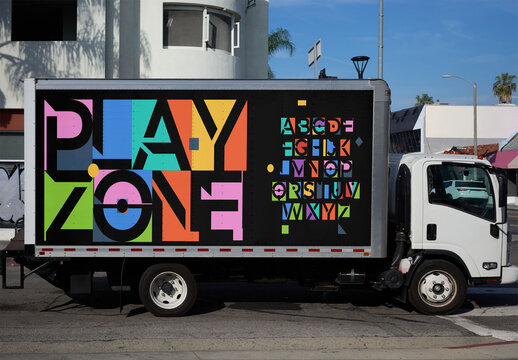 Truck Mockup in LA Street