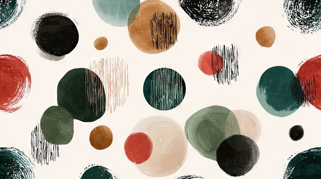 Abstract watercolor circle shapes on cream background art design pattern