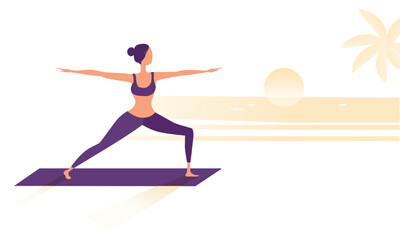 Fototapeta premium woman doing yoga on a beach