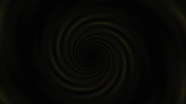 Swirling hypnotic spirals in motion creating a mesmerizing abstract tunnel animation with gold undertones and dark ambiance on seamless video footage