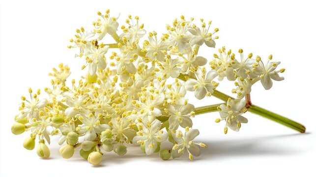 White Blossom Cluster on Green Stem