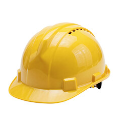 Fototapeta premium Bright yellow hard hat provides protection on construction sites or in industrial workplaces