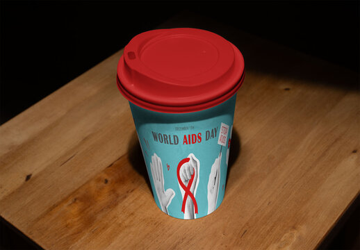 Mockup of a Disposable take away Cup With Lid