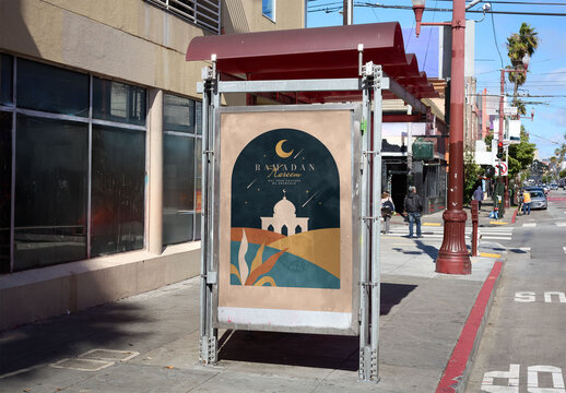 Mockup Bus Stop shelter in San Francisco Area