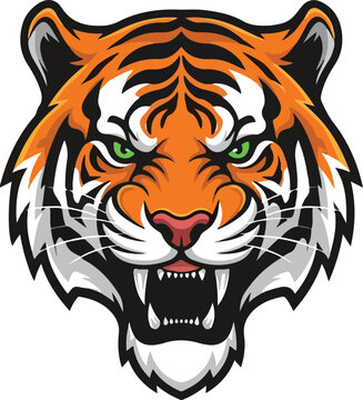 Fierce Tiger Face Mascot Vector Illustration