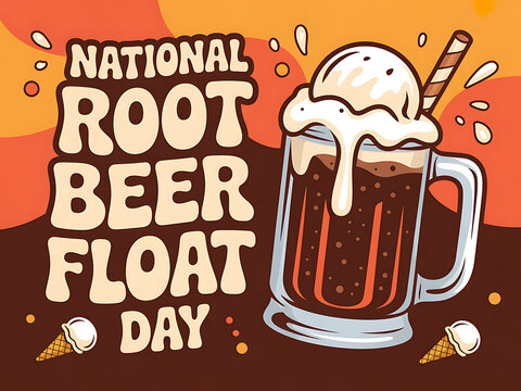 National root beer float day celebration with ice cream and straw  root beer float day
