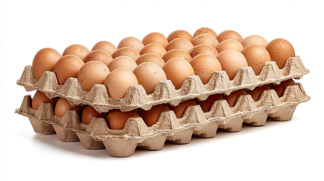 Fresh Brown Eggs Stacked in Sturdy Cardboard Egg Tray