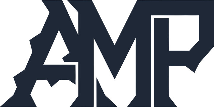 Bold dark typography featuring the letters amp arranged in a modern geometric style with clean lines suitable for corporate branding projects and professional logo design elements