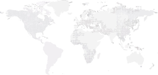 Fototapeta premium Gray world map with grid lines on white background for geography and navigation purposes