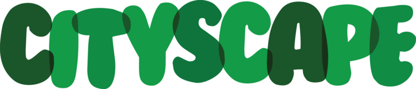 Cityscape word green bubble font typography vector illustration for urban design art.