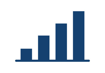 Gráfico de barras ascendente de color azul que representa crecimiento y progreso
