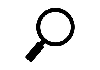 Icono de lupa negra minimalista para búsqueda y exploración de datos