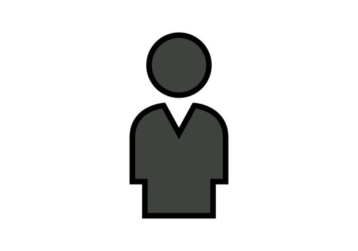 Icono de silueta de hombre con camisa de cuello en v de color gris oscuro