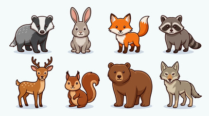 Obraz premium Whimsical cartoon animals in a playful and diverse lineup of eight characters