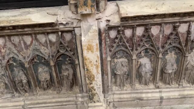 Ornate Stone Carvings and Decorative Details Inside Narbonne Cathedral