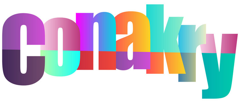 Colorful Gradient Typography Text Design Featuring Conakry City Name