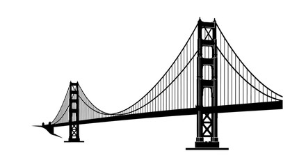 Fototapeta premium Dramatic black silhouette of the golden gate bridge san francisco silhouette
