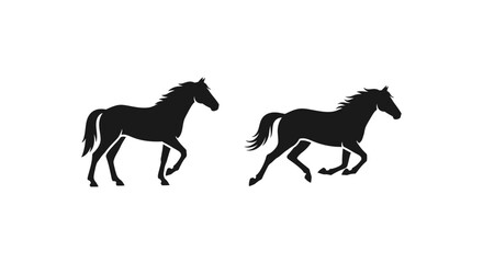 Fototapeta premium Two majestic horses depicted in a striking black silhouette