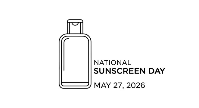National Sunscreen Day line art design with sunscreen bottle isolated on background