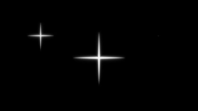 Stunning 4K Sparkling Star Shine Animation Balck Background with Colored Twinkle Lights and Cartoon Vector Doodles Style Blinking Stars Having Smooth Retro Glow Effect Perfect for High Quality Video